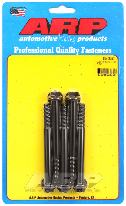 ARP 654-3750 3/8-16 X 3.750 Hex 7/16 Wrenching Black Oxide Bolts