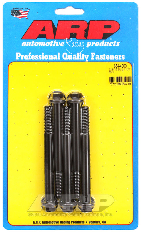 ARP 654-4000 3/8-16 X 4.000 Hex 7/16 Wrenching Black Oxide Bolts