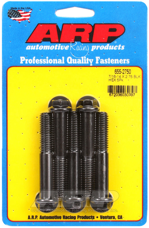 ARP 655-2750 7/16-14 X 2.750 Hex 1/2 Wrenching Black Oxide Bolts