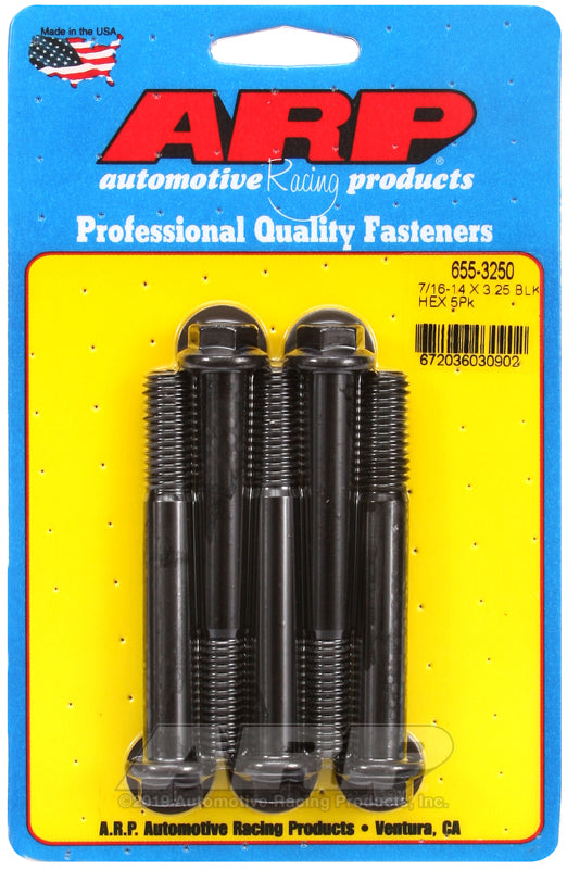 ARP 655-3250 7/16-14 X 3.250 Hex 1/2 Wrenching Black Oxide Bolts