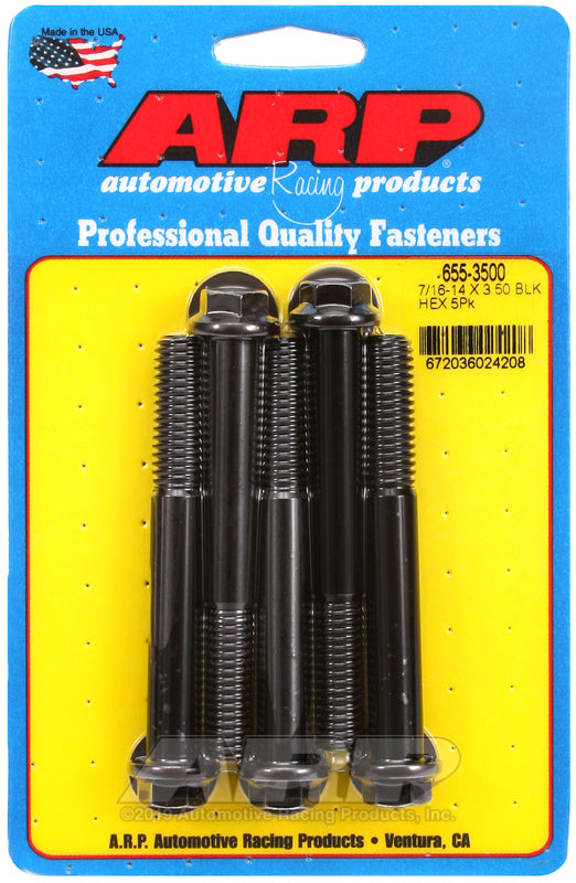 ARP 655-3500 7/16-14 X 3.500 Hex 1/2 Wrenching Black Oxide Bolts