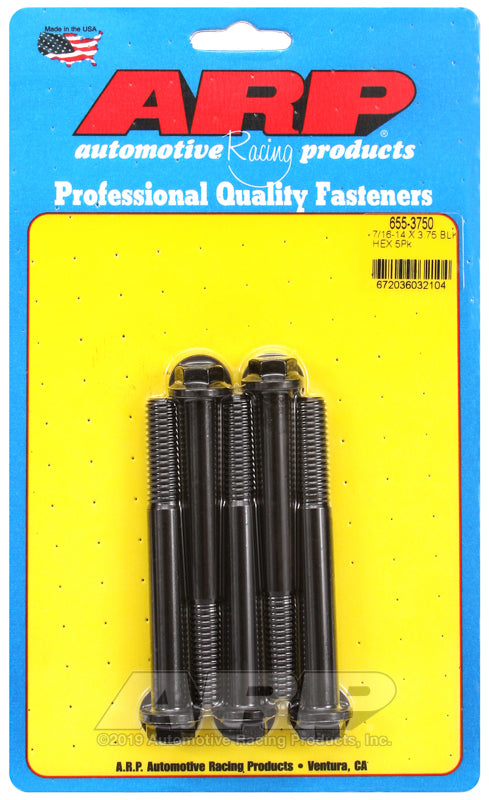 ARP 655-3750 7/16-14 X 3.750 Hex 1/2 Wrenching Black Oxide Bolts