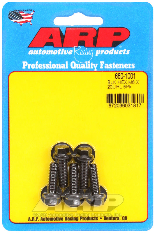 ARP 660-1001 M6 X 1.00 X 20 Hex Black Oxide Bolts