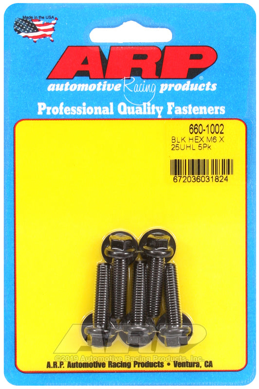 ARP 660-1002 M6 X 1.00 X 25 Hex Black Oxide Bolts