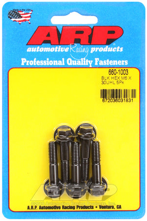 ARP 660-1003 M6 X 1.00 X 30 Hex Black Oxide Bolts