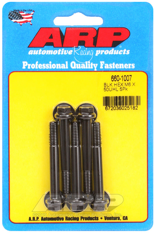 ARP 660-1007 M6 X 1.00 X 50 Hex Black Oxide Bolts