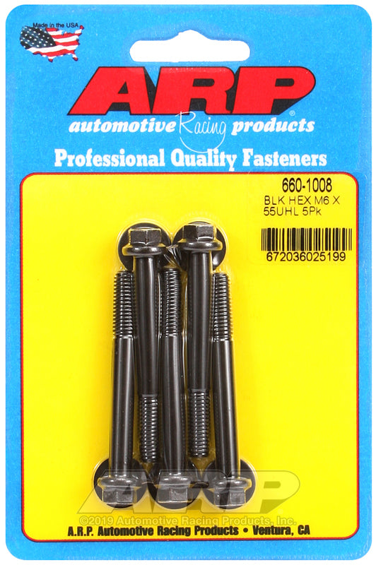 ARP 660-1008 M6 X 1.00 X 55 Hex Black Oxide Bolts