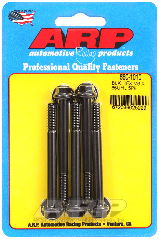 ARP 660-1010 M6 X 1.00 X 65 Hex Black Oxide Bolts