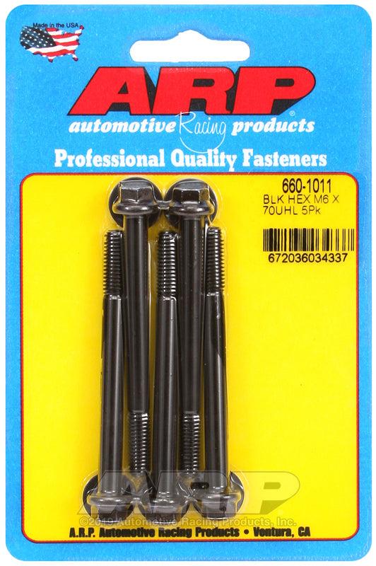 ARP 660-1011 M6 X 1.00 X 70 Hex Black Oxide Bolts