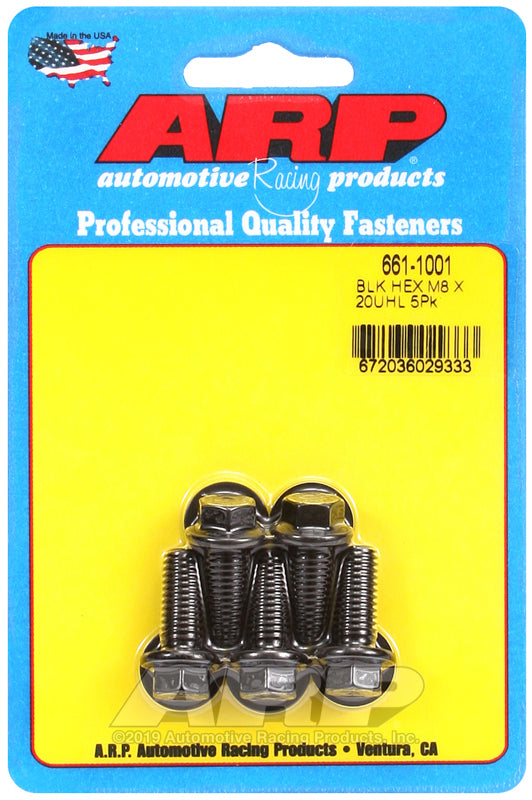 ARP 661-1001 M8 X 1.25 X 20 Hex Black Oxide Bolts