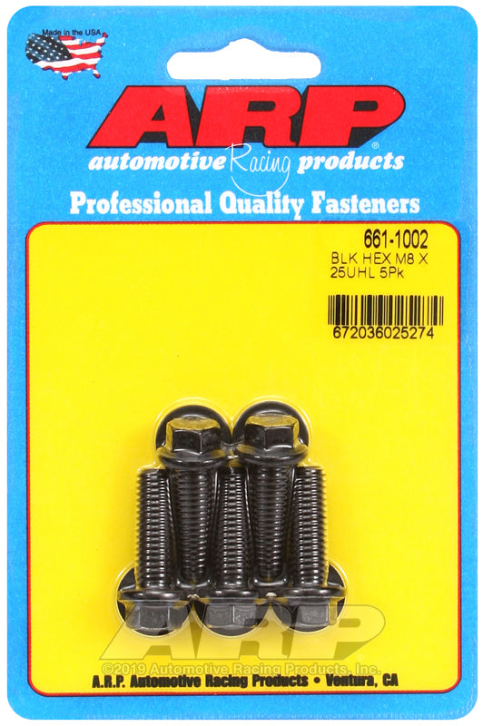 ARP 661-1002 M8 X 1.25 X 25 Hex Black Oxide Bolts