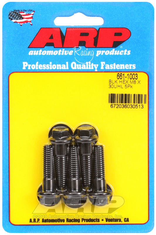 ARP 661-1003 M8 X 1.25 X 30 Hex Black Oxide Bolts