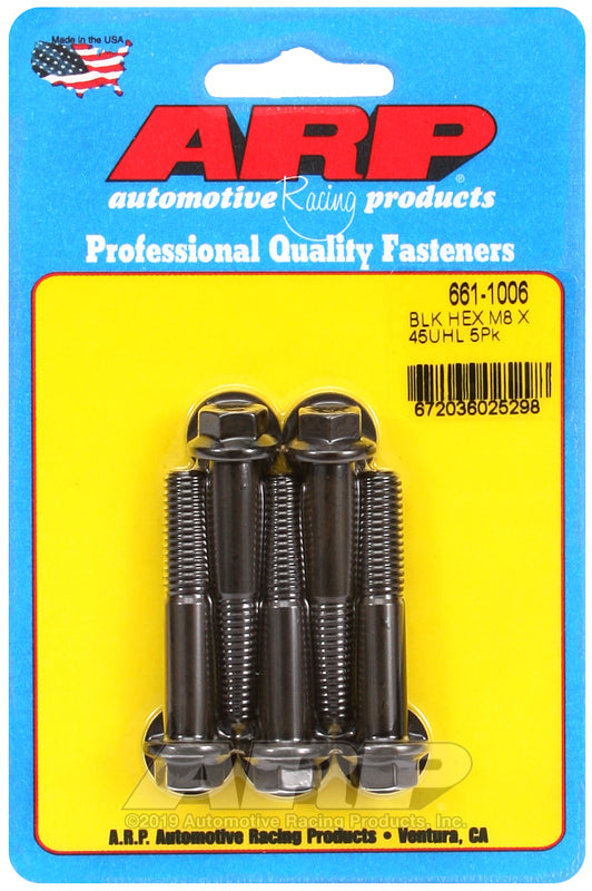 ARP 661-1006 M8 X 1.25 X 45 Hex Black Oxide Bolts