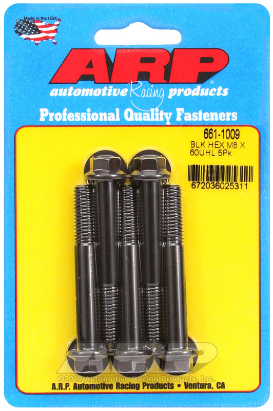 ARP 661-1009 M8 X 1.25 X 60 Hex Black Oxide Bolts