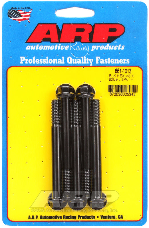 ARP 661-1013 M8 X 1.25 X 80 Hex Black Oxide Bolts