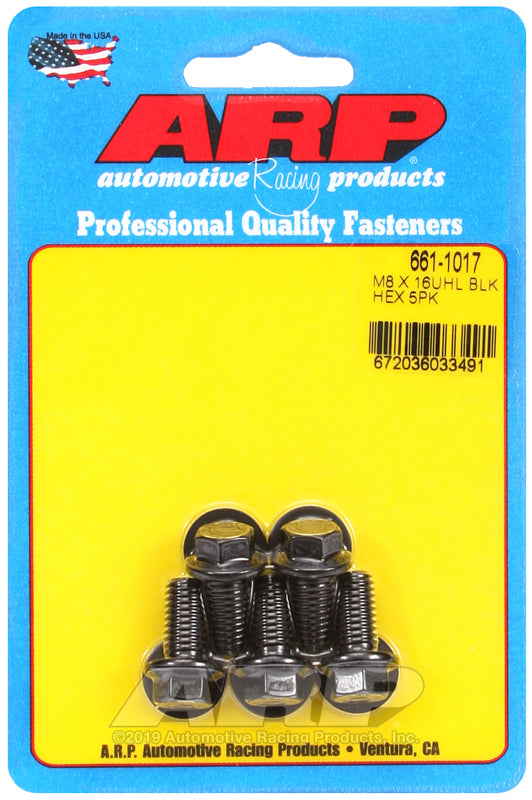 ARP 661-1017 M8 X 1.25 X 16 Hex Black Oxide Bolts