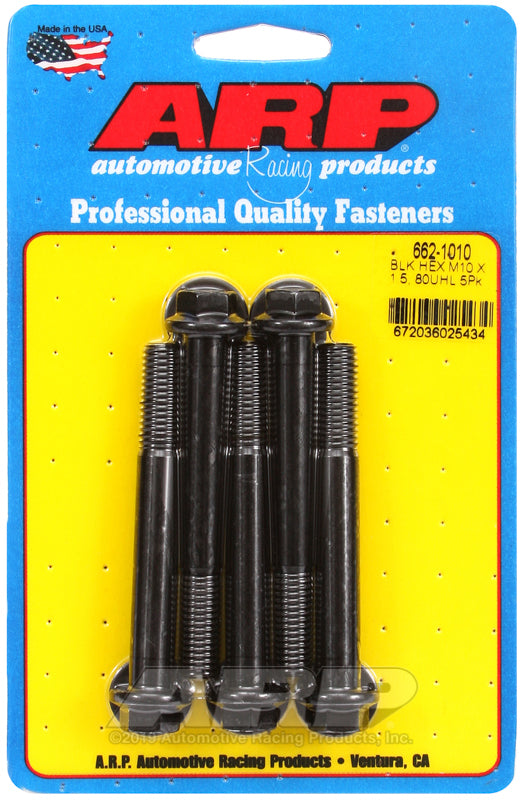 ARP 662-1010 M10 X 1.50 X 80 Hex Black Oxide Bolts
