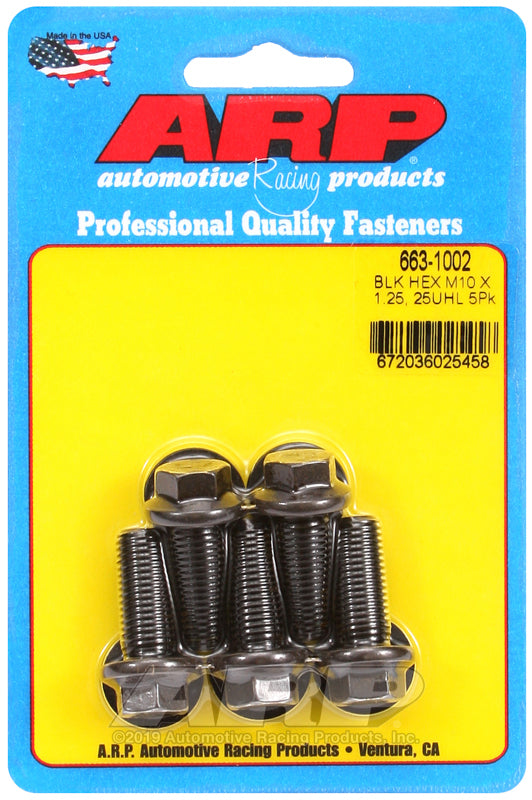 ARP 663-1002 M10 X 1.25 X 25 Hex Black Oxide Bolts
