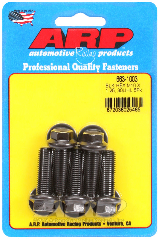 ARP 663-1003 M10 X 1.25 X 30 Hex Black Oxide Bolts