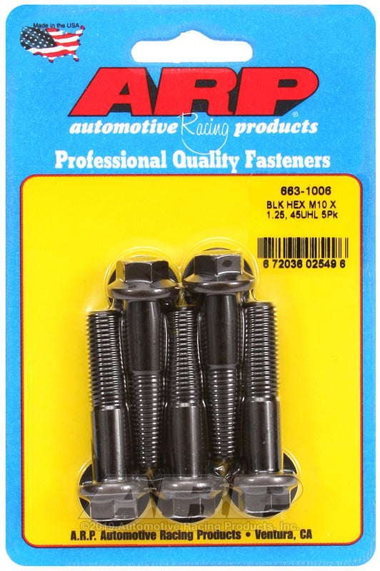 ARP 663-1006 M10 X 1.25 X 45 Hex Black Oxide Bolts