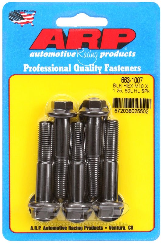 ARP 663-1007 M10 X 1.25 X 50 Hex Black Oxide Bolts
