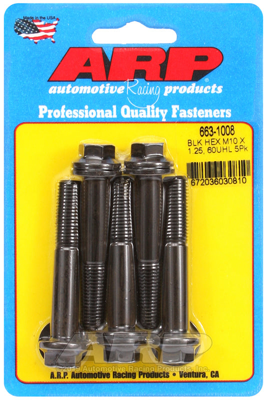 ARP 663-1008 M10 X 1.25 X 60 Hex Black Oxide Bolts