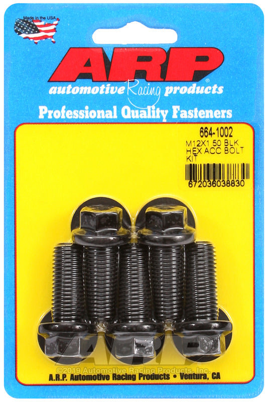 ARP 664-1002 M12 X 1.50 X 30 Hex Black Oxide Bolts