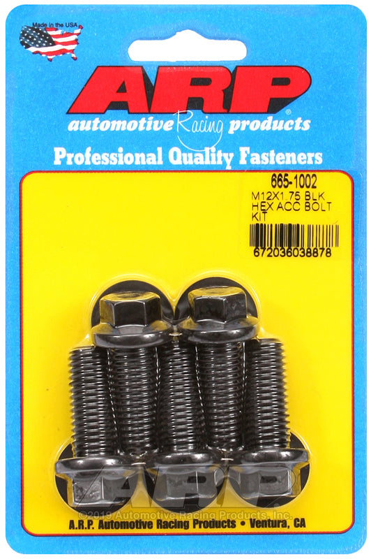 ARP 665-1002 M12 X 1.75 X 30 Hex Black Oxide Bolts