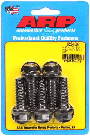 ARP 665-1003 M12 X 1.75 X 35 Hex Black Oxide Bolts