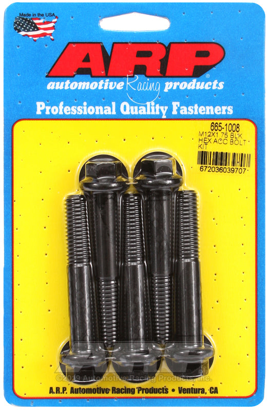 ARP 665-1008 M12 X 1.75 X 70 Hex Black Oxide Bolts