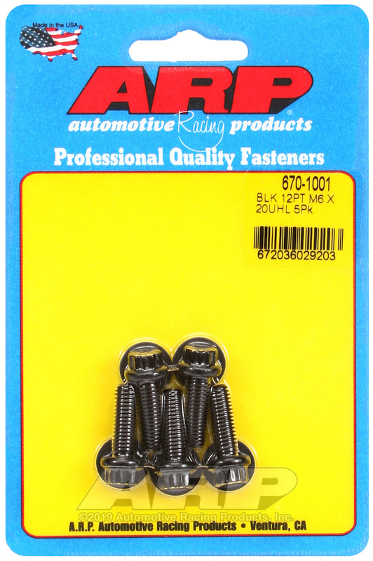ARP Fasteners ARP670-1001 670-1001 M6 X 1.00 X 20 12PT Black Oxide Bolts