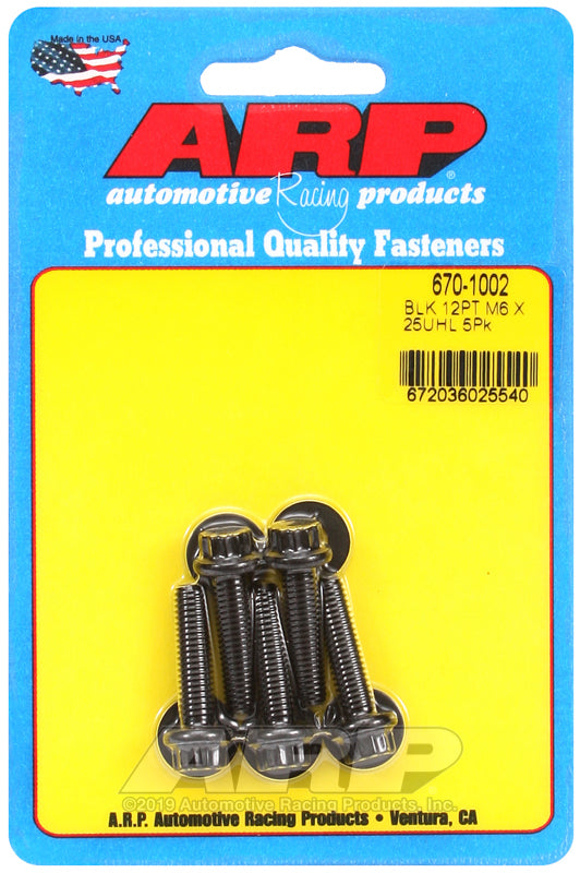 ARP 670-1002 M6 X 1.00 X 25 12PT Black Oxide Bolts