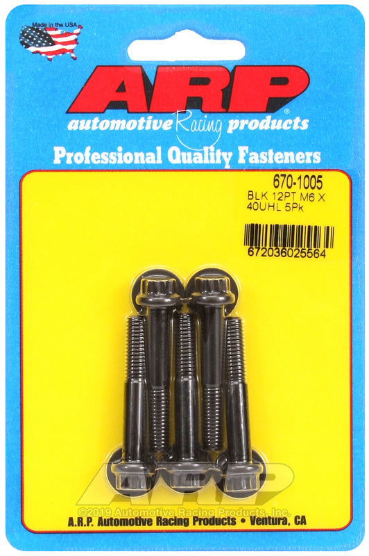 ARP 670-1005 M6 X 1.00 X 40 12PT Black Oxide Bolts