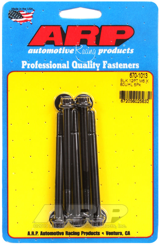 ARP 670-1013 M6 X 1.00 X 80 12PT Black Oxide Bolts