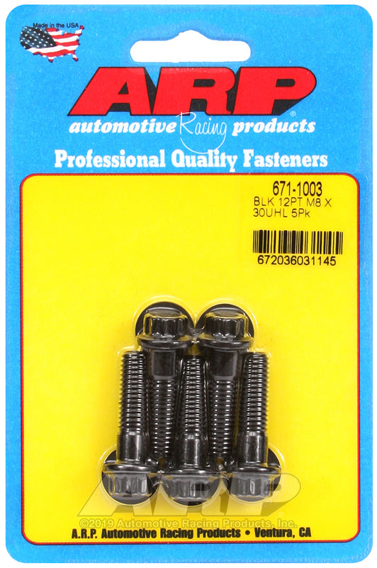 ARP Fasteners ARP671-1003 671-1003 M8 X 1.25 X 30 12PT Black Oxide Bolts
