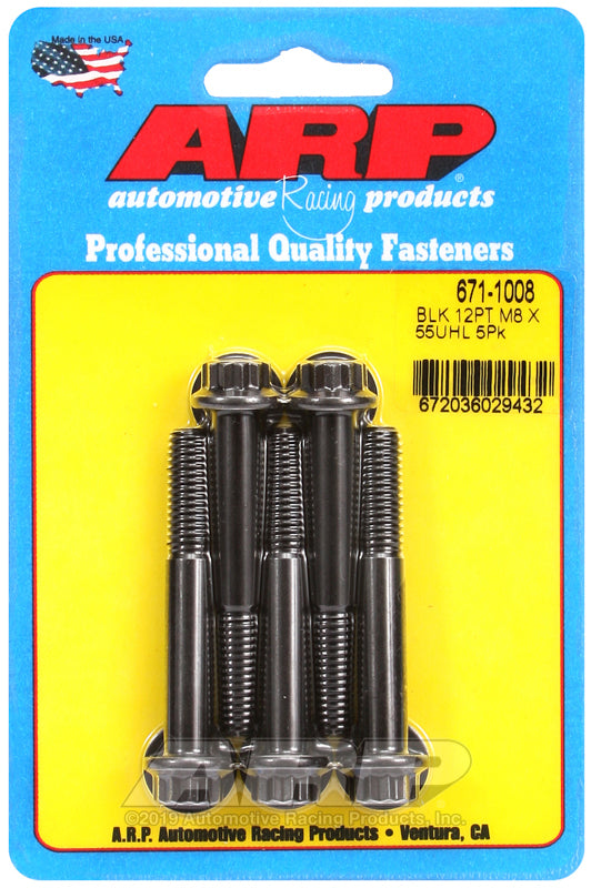 ARP 671-1008 M8 X 1.25 X 55 12PT Black Oxide Bolts