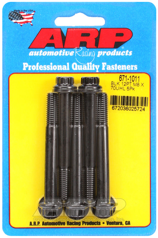 ARP 671-1011 M8 X 1.25 X 70 12PT Black Oxide Bolts