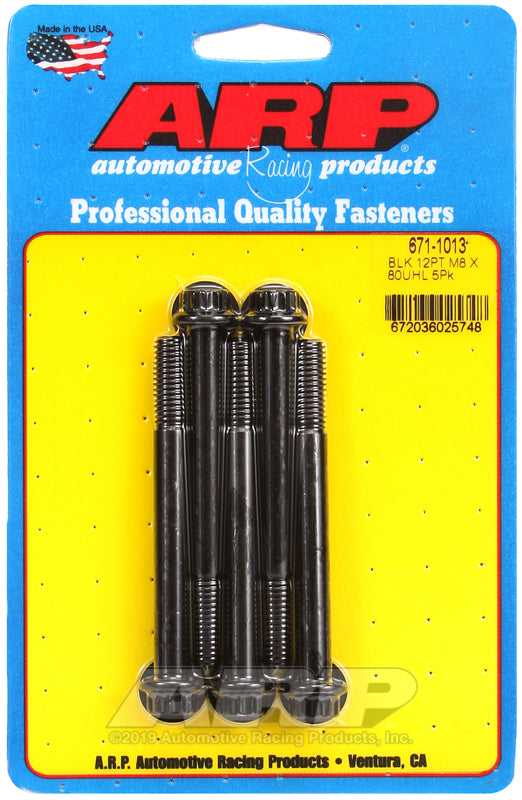 ARP 671-1013 M8 X 1.25 X 80 12PT Black Oxide Bolts