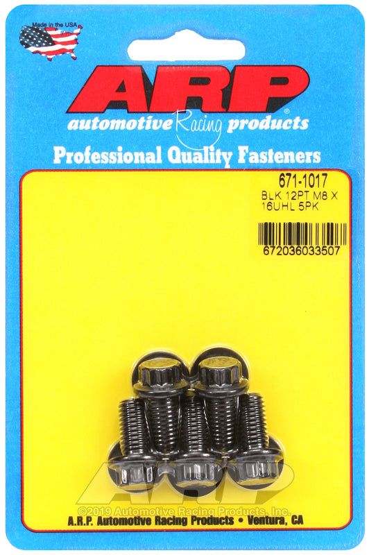 ARP 671-1017 M8 X 1.25 X 16 12PT Black Oxide Bolts