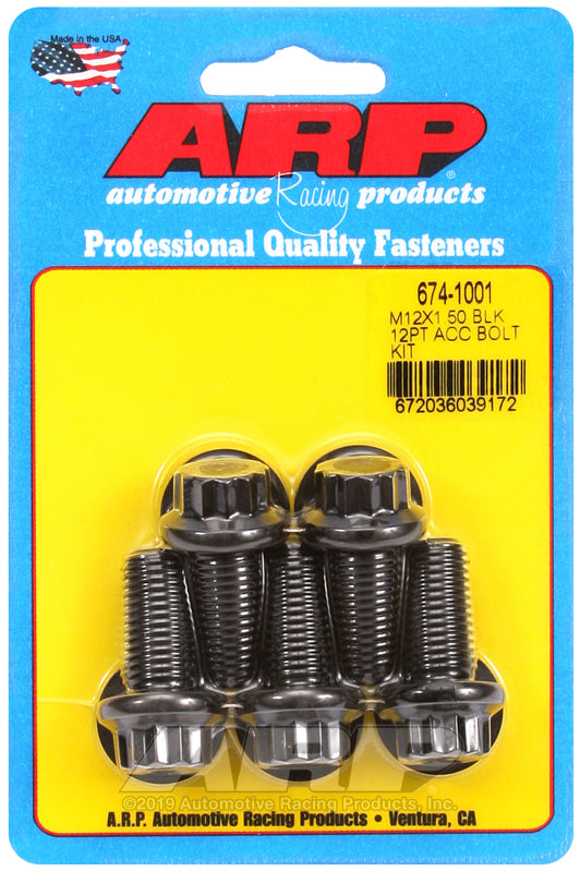 ARP 674-1001 M12 X 1.50 X 25 12PT Black Oxide Bolts