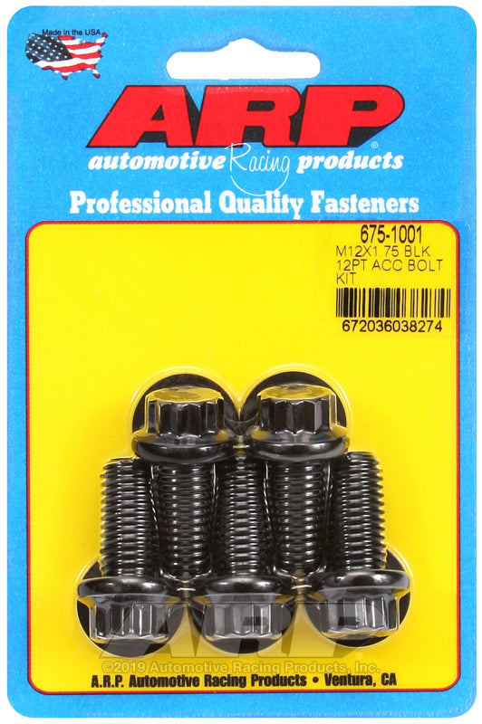 ARP 675-1001 M12 X 1.75 X 25 12PT Black Oxide Bolts