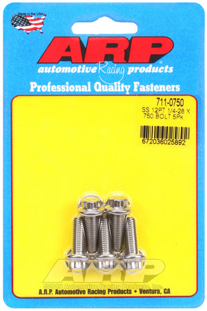 ARP 711-0750 1/4-28 X .750 12PT SS Bolts