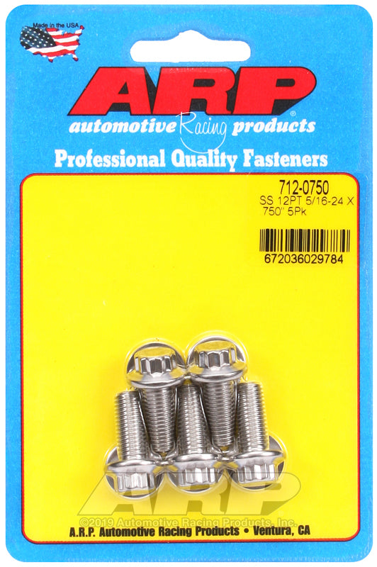 ARP Fasteners ARP712-0750 712-0750 5/16-24 X.750 12PT SS Bolts