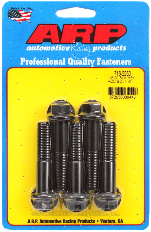 ARP 716-2250 1/2-20 X 2.250 Hex Black Oxide Bolts