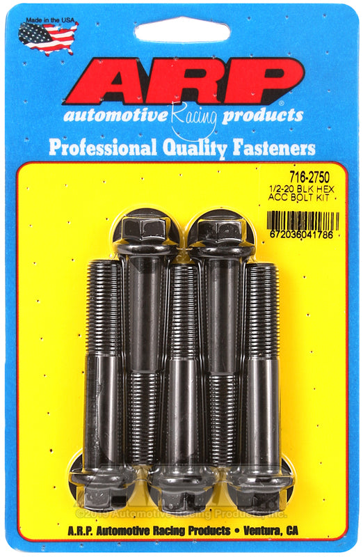 ARP 716-2750 1/2-20 X 2.750 Hex Black Oxide Bolts