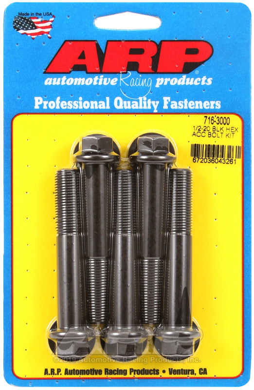 ARP 716-3000 1/2-20 X 3.000 Hex Black Oxide Bolts