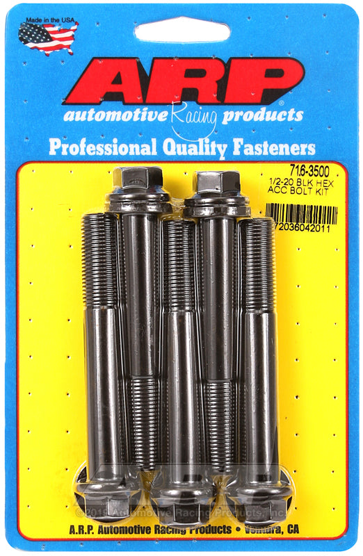 ARP 716-3500 1/2-20 X 3.500 Hex Black Oxide Bolts