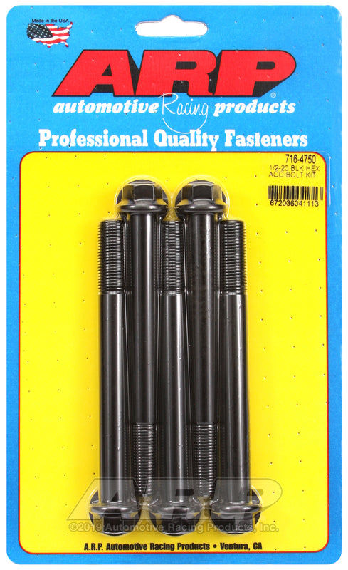 ARP 716-4750 1/2-20 X 4.750 Hex Black Oxide Bolts