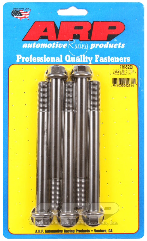 ARP 716-5250 1/2-20 X 5.250 Hex Black Oxide Bolts