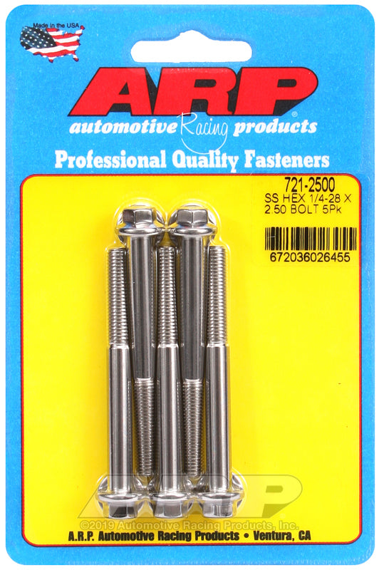 ARP 721-2500 1/4-28 X 2.500 Hex SS Bolts